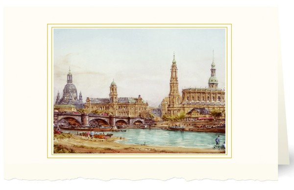 Weihnachtskarten bedruckbar Städtekarten Dresden "Elbpanorama" geprägt plano vorgefalzt 230 g/m² Grußkarten inklusive Umschlägen Mayspies 87063 A (20 Stück)