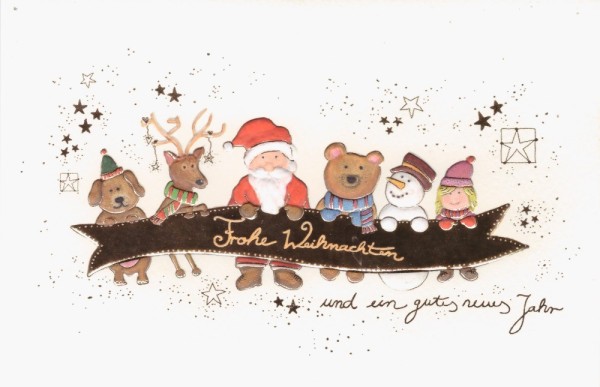Premium Grußkarte Weihnachtskarte Naturkarton Weihnachten inklusive weißem Umschlag (5 Stück)