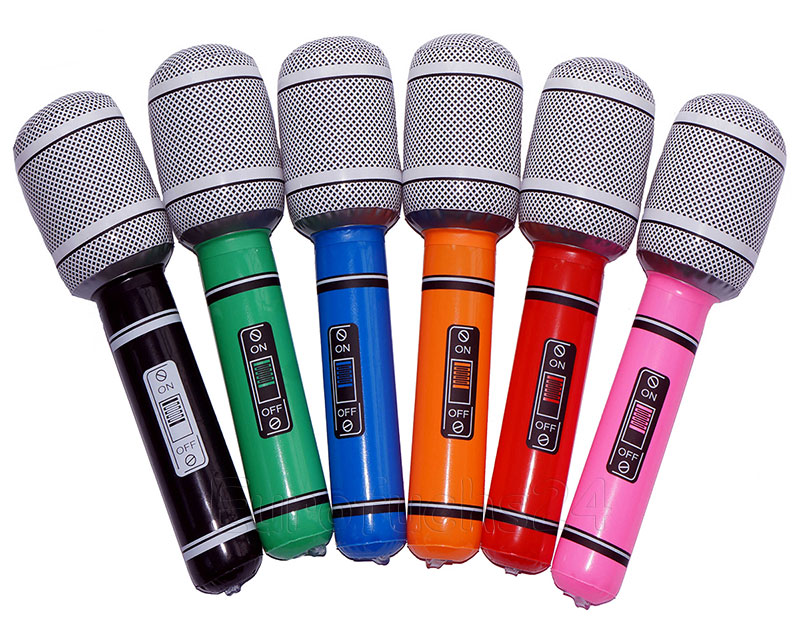 12 aufblasbare Mikrofone 24 cm Party Karneval farblich sortiert 