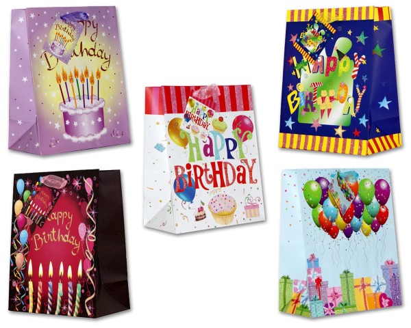 10 Geschenktüten Geburtstag Kinder Glimmer M 23x18x10 Geschenktaschen 99-0141 